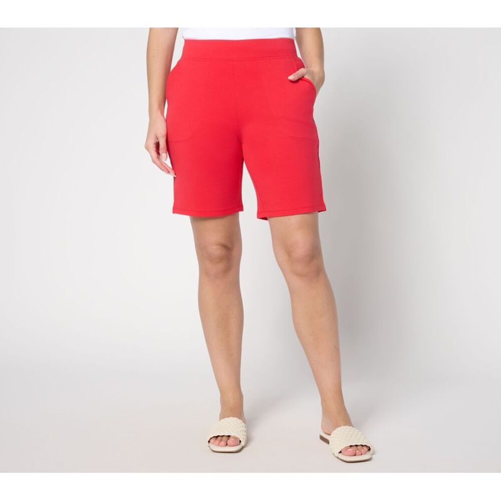 Denim & Co. Women's Pants Sz XS EasyWear French Terry Short Red A692013